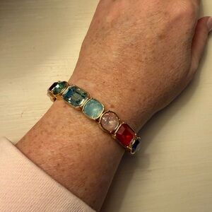 Talbots Gold Bracelet with Red, Blue, and Green Stones